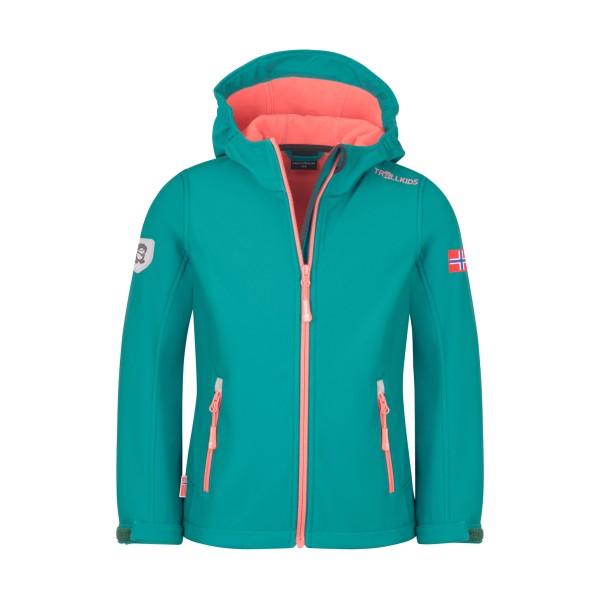 Trollkids - Girl's Trollfjord Jacket - Softshelljacke Gr 176 türkis von Trollkids