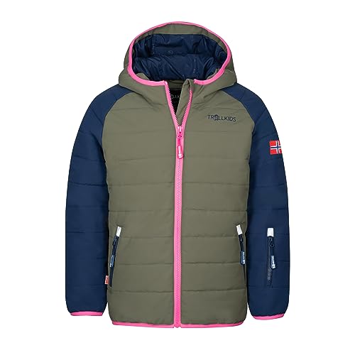 Trollkids Hafjell PRO Skijacke, Marine/Dunkle Olive/Hellmagenta, Größe 128 von Trollkids