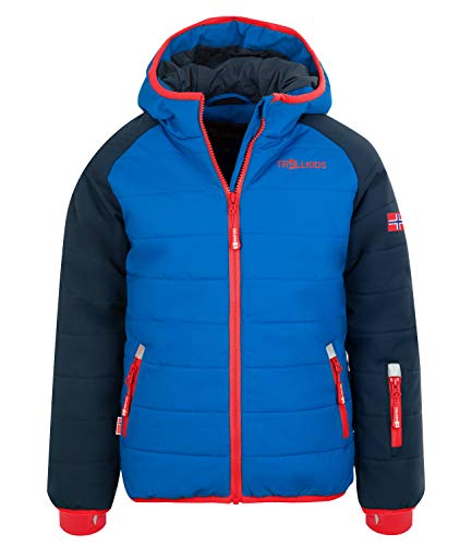 Trollkids Hafjell PRO Skijacke, Marineblau/Mittelblau/Rot, Größe 98 von Trollkids