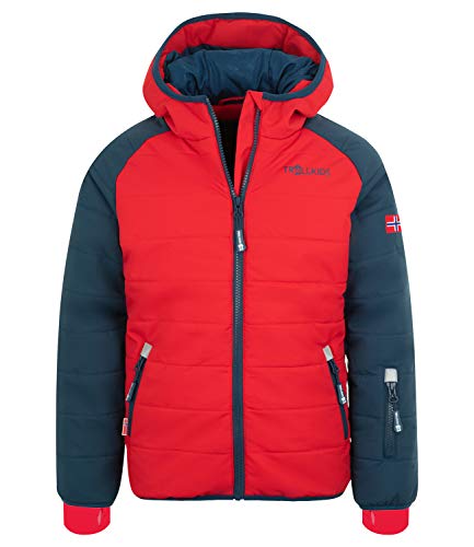 Trollkids Hafjell PRO Skijacke, Mystikblau/Hellrot, Größe 104 von Trollkids