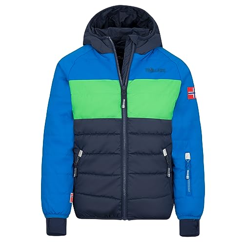 Trollkids Hafjell XT Kinder wasserabweisende Skijacke Winterjacke, Marine/Mediumblau/Grün, Größe 104 von Trollkids