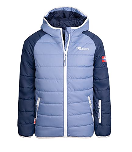 Trollkids Hafjell XT Kinder wasserabweisende Skijacke Winterjacke, Staubblau/Weiß, Größe 92 von Trollkids