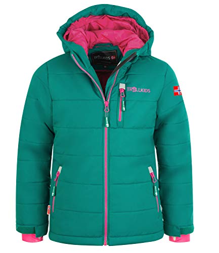 Trollkids Hemsedal XT Ski- und Winterjacke, Smaragdgrün/Rubinrot, Größe 104 von Trollkids