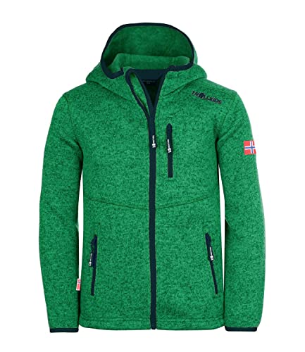 Trollkids Jondalen XT Kapuzen Fleecejacke, Pfeffergrün/Marineblau, Größe 104 von Trollkids