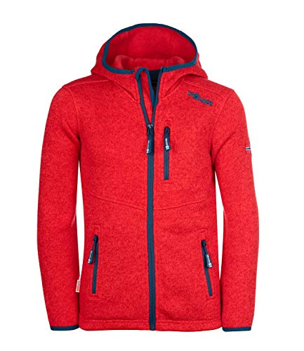 Trollkids Jondalen XT Kapuzen Fleecejacke, Rot/Delphinblau, Größe 116 von Trollkids