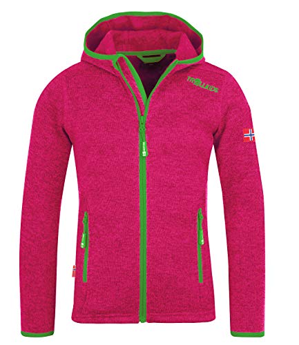 Trollkids Jondalen XT Mädchen Kapuzen Fleecejacke, Rosa/Grün, Größe 110 von Trollkids