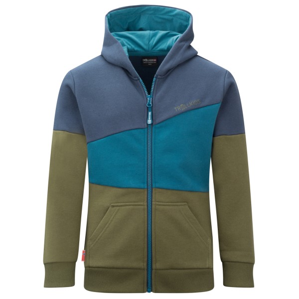 Trollkids - Kid's Alesund Sweater - Hoodie Gr 92 oliv/blau von Trollkids