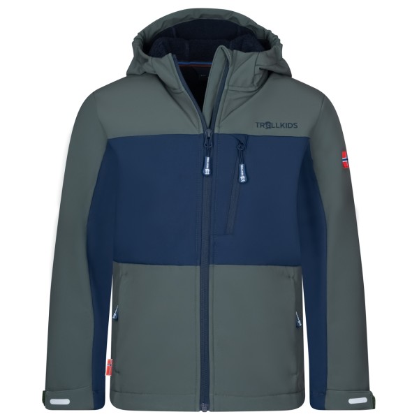 Trollkids - Kid's Bergsfjord Winter Softshell Jacket - Softshelljacke Gr 128 blau/grau von Trollkids