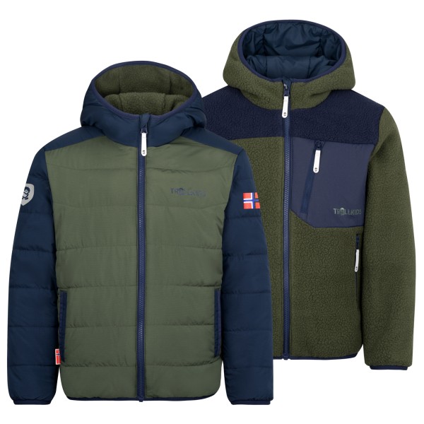 Trollkids - Kid's Sandvika Turnover Jacket - Fleecejacke Gr 98 oliv/blau von Trollkids