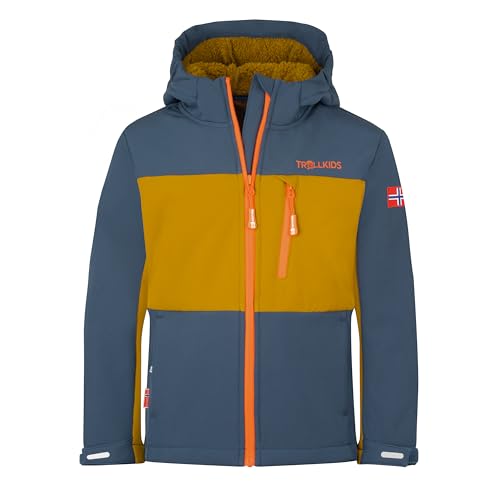 Trollkids Kids Bergsfjord Winter Softshell Jacket 128, Bronze/Blue von Trollkids