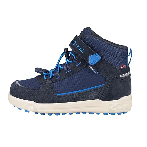 Trollkids wasserdichte knöchelhohe Kinder Schuhe mit echtem Leder GRYLLEFJORD, Navy Medium Blue, Größe 40 von Trollkids