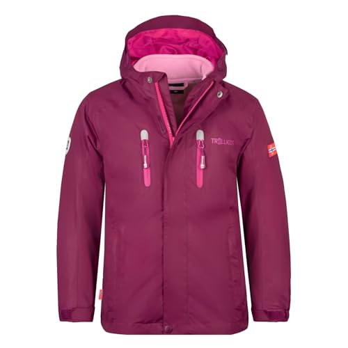 Trollkids Kids Myrdal 3in1 Jacket PRO 164, Plum/Fireberry von Trollkids