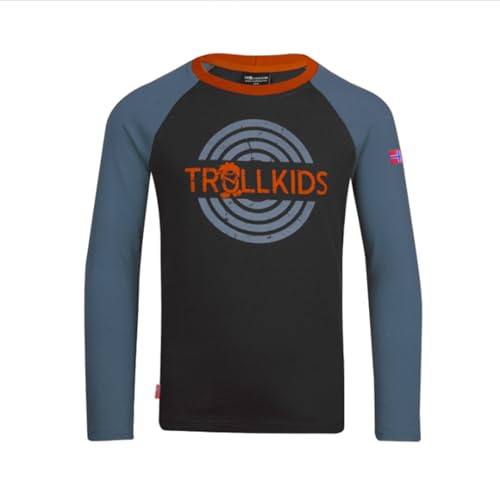 Trollkids Kids Preikestolen Longsleeve 152, Black/Steel Blue von Trollkids