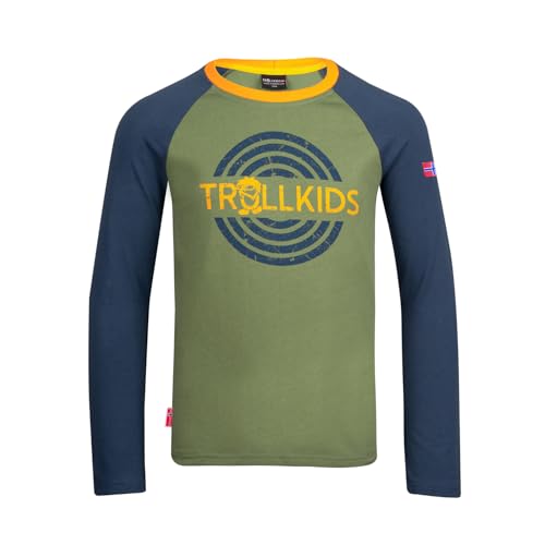 Trollkids Kids Preikestolen Longsleeve 152, Moss/Blue von Trollkids