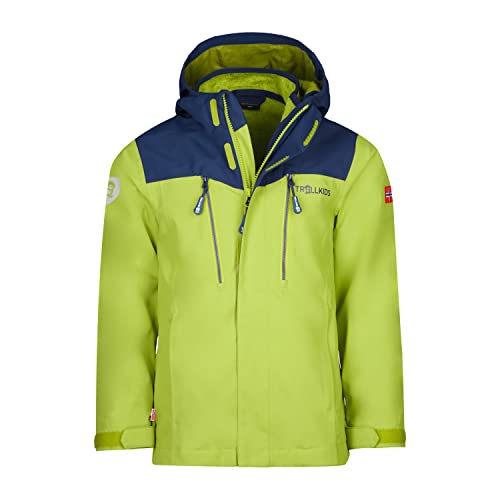 Trollkids Kinder 3-in-1-Funktionsjacke Preikestolen, Kiwigrün/Mystikblau, Größe 152 von Trollkids