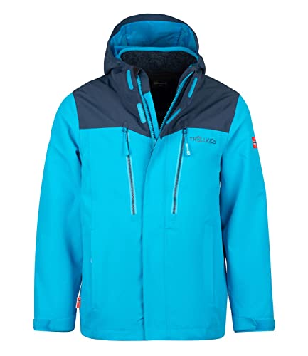 Trollkids Kinder 3-in-1-Funktionsjacke Preikestolen, Vivid-Blau/Nachtblau, Größe 128 von Trollkids