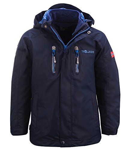 Trollkids Kinder 3in1 Jacke Lofoten, Marineblau/Französischblau, Größe 104 von Trollkids