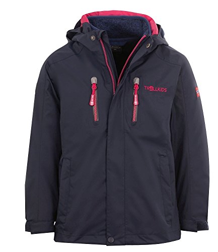 Trollkids Kinder 3in1 Jacke Lofoten, Marineblau/Pink, Größe 116 von Trollkids