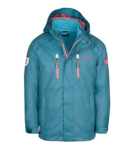 Trollkids Kinder 3in1 Jacke Myrdal PRO, Blaugrün/Gletschergrün, Größe 152 von Trollkids