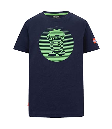 Trollkids Kinder Bio-Baumwolle Sommer T-Shirt mit UV-Schutz 30+ Troll T PRO, Marineblau/Vipergrün, Größe 110 von Trollkids