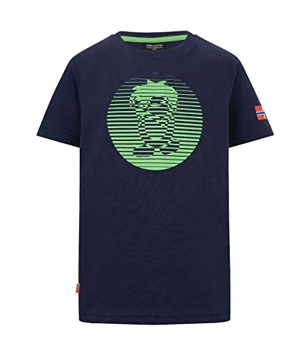 Trollkids Kinder Bio-Baumwolle Sommer T-Shirt mit UV-Schutz 30+ Troll T PRO, Marineblau/Vipergrün, Größe 116 von Trollkids