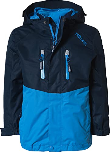 Trollkids Kinder Bryggen wasserdichte winddichte 3in1 Jacke, Marineblau/Mittelblau, Größe 104 von Trollkids