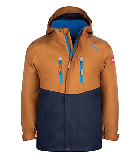 Trollkids Kinder Bryggen wasserdichte winddichte 3in1 Jacke, Bronze/Marineblau, Größe 164 von Trollkids