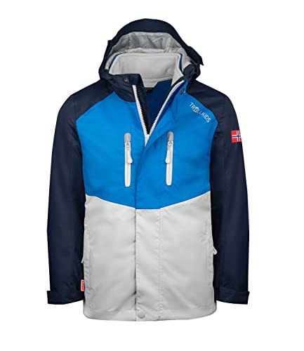 Trollkids Kinder Bryggen wasserdichte winddichte 3in1 Jacke, Marineblau/Leuchtblau/Wolkengrau, Größe 92 von Trollkids