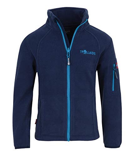 Trollkids Kinder Fleece Jacke Arendal PRO, Marineblau/Mittelblau, Größe 164 von Trollkids