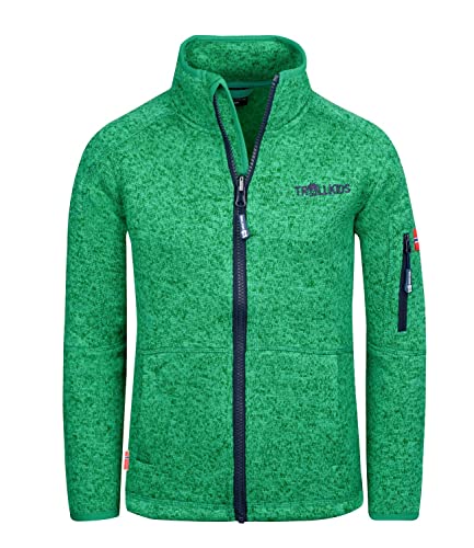 Trollkids Kinder Fleece-Jacke Jondalen, Pfeffergrün/Marineblau, Größe 92 von Trollkids