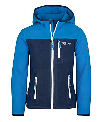 Trollkids Kinder Fleece-Jacke Stavanger mit Kapuze, Blau, Größe 104 von Trollkids