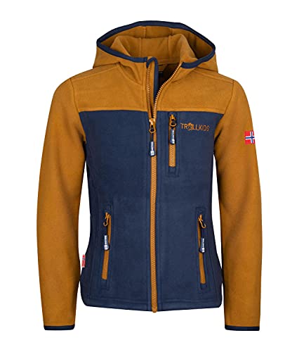 Trollkids Kinder Fleece-Jacke Stavanger mit Kapuze, Braun, Größe 140 von Trollkids