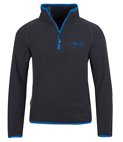 Trollkids Kinder Fleece-Pullover Nordland mit Reißverschluss, Anthrazit, Größe 092 von Trollkids