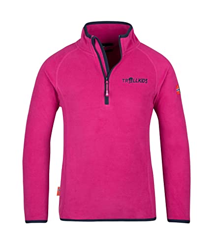 Trollkids Kinder Fleece-Pullover Nordland mit Reißverschluss, Feuerbeere/Marine, Größe 110 von Trollkids