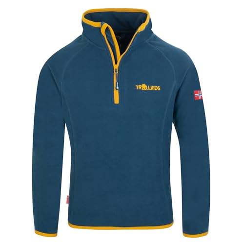 Trollkids Kids Nordland Half Zip 164, Mystic Blue/Yellow von Trollkids