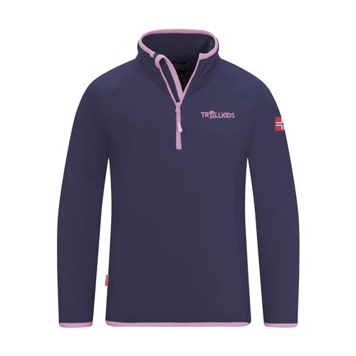 Trollkids Kinder Fleece-Pullover Nordland mit Reißverschluss, Violettblau/Rosa, Größe 152 von Trollkids