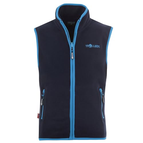 Trollkids Kinder Fleece-Weste Arendal, Marineblau/Hellblau, Größe 92 von Trollkids