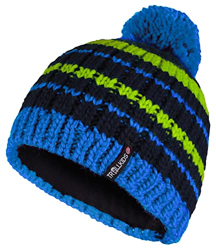 Trollkids Kinder Hafjell Bommelmütze, Nachtblau/Vivid-Blau/Limegrün, Größe 6-12 Years;52-56cm von Trollkids