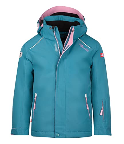 Trollkids Kinder Holmenkollen PRO wasserdichte Winterjacke Skijacke, Blaugrün/Violett, Größe 104 von Trollkids