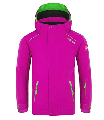 Trollkids Kinder Holmenkollen PRO wasserdichte Winterjacke Skijacke, Pink/Grün, Größe 104 von Trollkids