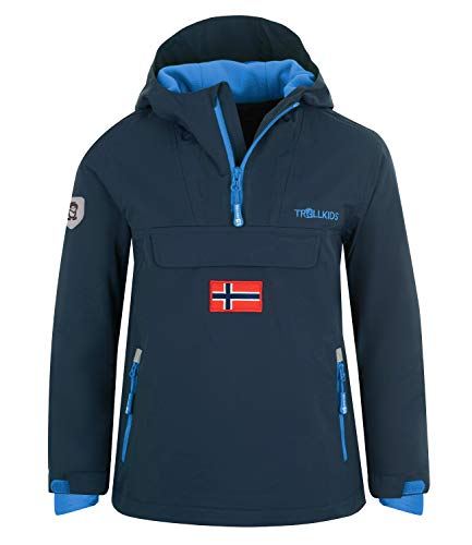 Trollkids Kinder KIRKENES Parka Mantel, Marineblau/Mittelblau, Größe 110 von Trollkids