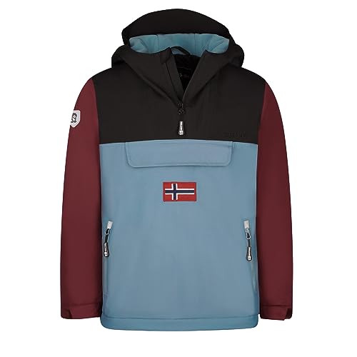 Trollkids Kinder KIRKENES Parka Mantel, Schwarz/Kastanienbraun/Stahlblau, Größe 98 von Trollkids