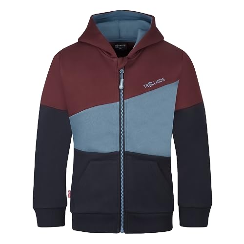 Trollkids Kinder Kapuzenpulli Alesund, Kastanienbraun/Stahlblau/Schwarz, Größe 116 von Trollkids