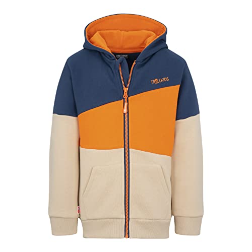 Trollkids Kinder Kapuzenpulli Alesund, Sandbeige/Hellorange, Größe 152 von Trollkids