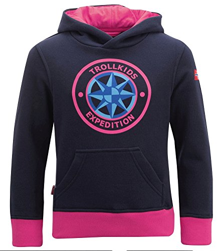 Trollkids Kinder Kapuzenpulli Oslo, Marineblau/Magenta, Größe 116 von Trollkids