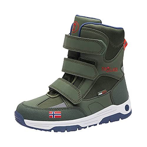 Trollkids Kinder Lofoten Winterstiefel Winter Schuhe, Waldgrün/Orange, Größe 27 von Trollkids