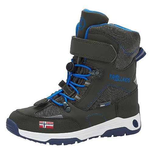 Trollkids Kinder Lofoten Winterstiefel Winter Schuhe XT, Efeugrün/Mittelblau, Größe 28 von Trollkids