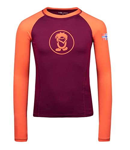 Trollkids Kinder Longsleeve Kvalvika, Maulbeere/Pfirsich, Größe 152 von Trollkids