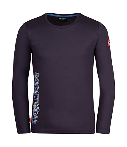 Trollkids Kinder Longssleeve Shirt Stavanger, Marineblau/Mittelblau, Größe 152 von Trollkids