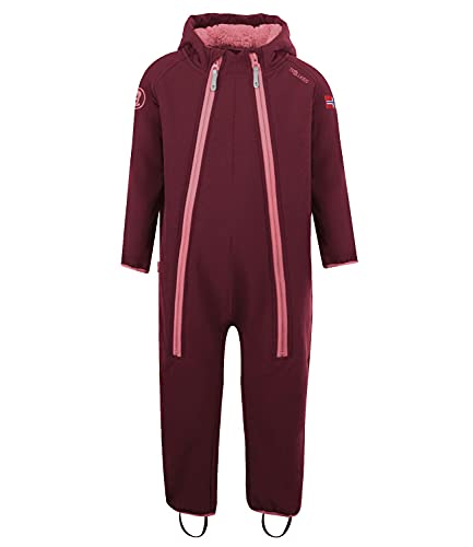 Trollkids Kinder Nordkapp Softshell Overall Einteiler, Kastanienrot/Antikrosa, Größe 92 von Trollkids